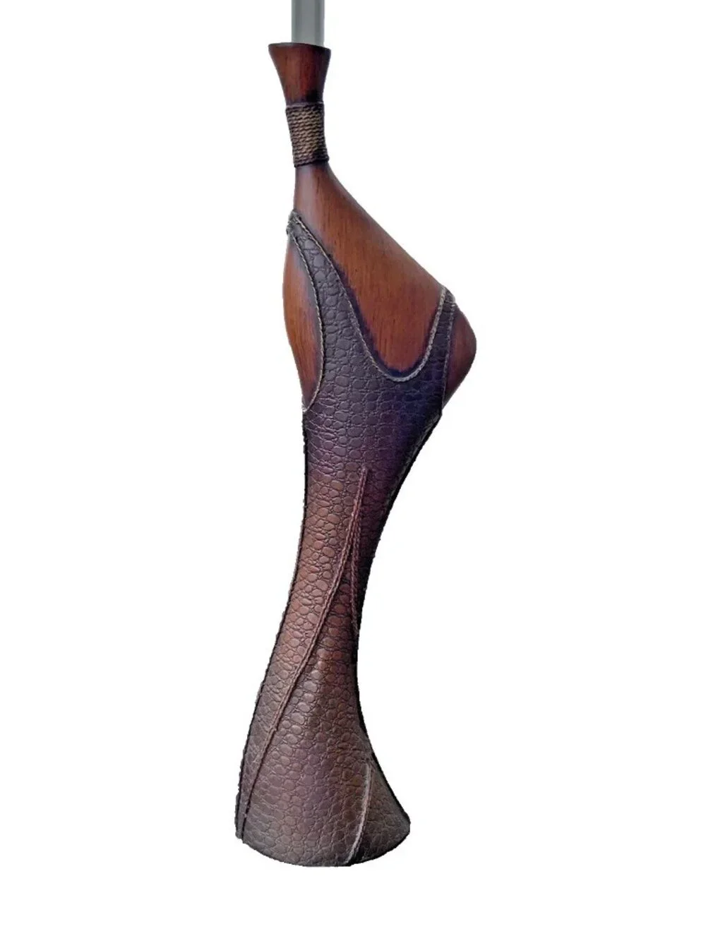Tall Art Deco , MCM style.Wood sculpture,snake skin like wrap